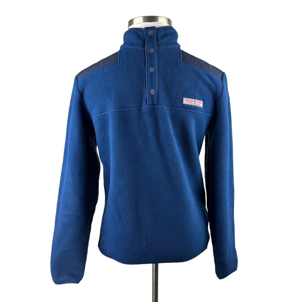Vineyard Vines Snap Placket Fleece Shep Shirt Pullover Blue Men's Small Sweater - Picture 10 of 13